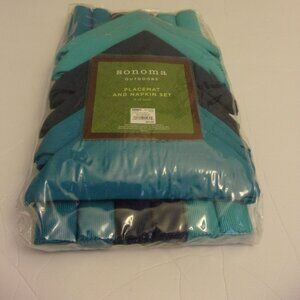 Sonoma Outdoors Placemat & Napkin Set Six of Each Blue New in Package